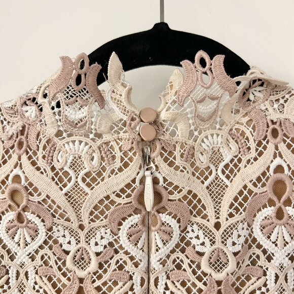 Jonathan Simkhai Natural Tulle-paneled Guipure Lace Mini Dress Nude Combo 6  NWT - Picture 13 of 16